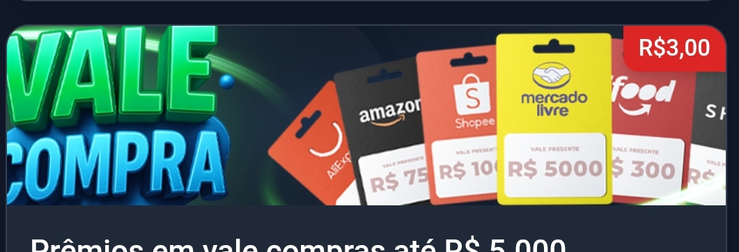 Prêmios em vale compras até R$5000,00